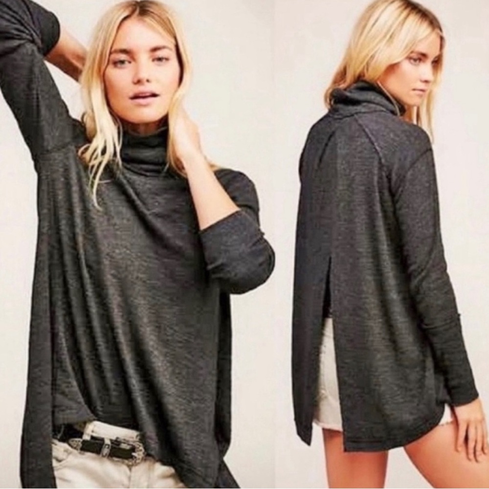 Free People We the Free High Low Turtleneck TopS B15‎